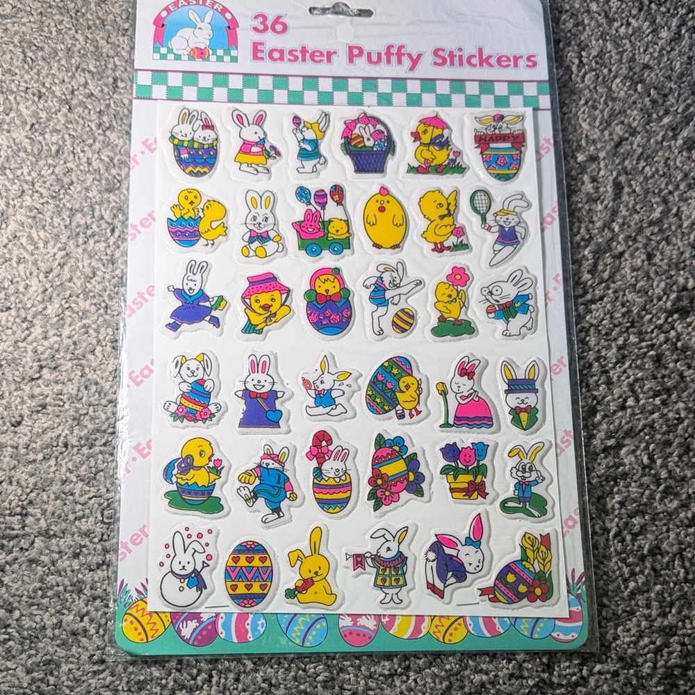 5/$25 Easter Puffy Stickers - 36 Easter Themed from 1998 Atico